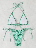 Halter Triangle String Bikinis 2026 Women Sexy Ring Linked Swimsuit Printed Swimwear Female Bathers Bathing Swimming Swim Suit