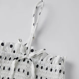 Women Summer Camisole Tops Dots Print Spaghetti Strap Bow Babydoll Vest for Party Club Daily Tank Tops