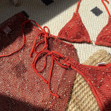 With Fishnet Sarong Skirt Halter Micro Bikini Women Swimwear Female Swimsuit Three-pieces Bikini Set Bathing Suit Swim Beachwear