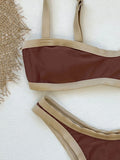 2026 Fashionable Women Two-Piece Swimsuit Adorable Chocolate Dot Design with Lace Detail Perfect for Beach Wear and Pool Parties