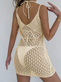 Women's Dress Women's Sexy Hollow Woven Suspender Skirt Hand Crochet Splicing Beach Bikini Smock Long Dresses for Women