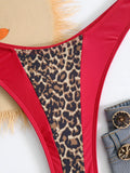 2026 New Women's Leopard Patchwork Swimsuit Sexy Backless Lace-up Bikini Swimwear Low Waist Push Up Thong Bathing Suit Beachwear