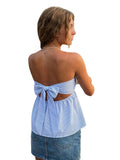 Women's Summer Strapless Vest Stylish Striped Sleeveless Open Back Tube Tops for Party Date Night Wear