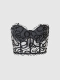 Women's Corset Lingerie Mesh Sheer Gothic Snake Pattern Strapless Crop Tube Tops Overbust Bustier Tops Shapewear