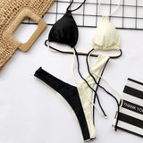 2026 Sexy Bikini Women Swimwear Swimsuit Leopard Patchwork Double-rope Halter Bikinis Set Bathing Suit Beach Bikinis Para Mujer