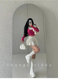 WOMENGAGA Fahsion Women Skorts Spicy Girl Sexy High Waist SlimA-LINE Pleated Skirt Half Body Short Skirt Sweet Korean Style 8NDZ