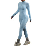 High Elasticity One-Piece Fitness Bodysuit Seamless Yoga Training Suit Butt-Lifting Zipper Design for Women's Active Wear