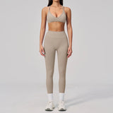 Breathable Quick Drying Yoga Set for Women Beauty Back Sports Bra High Waist Leggings Fitness Suit Outwear Gym Running Tracksuit