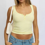 Phantasy Y2K Women's Tank Top Fashion Tees Basic Strapless U Neck Camisole Sexy Button Up Tanks 2026 New Summer Women Clothing