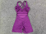 Adjustable double straps Open back  V shape back design Scrunch butt No front seam Flatlock Inseam  Removable pads BODYSUIT