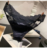 Women's Briefs Satin Lace Sexy Women's Underwear Low Waist Transparent Hollow Out Panties Breathable Soft Seamless Lingerie