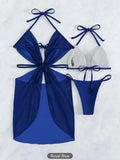 3 Piece Halter String Bikini 2026 Hollow Out Swimsuit Women Padded Swimwear Female Bathers Bathing Swimming Swim Suit Beachwear