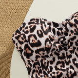 S - XL Leopard Tankini Bandeau Bikini Female Swimsuit Women Swimwear Two-Pieces Bikini Set Padded Bather Bathing Suit Swim V7524