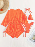 Sexy Long Sleeves Cover Up Bikini Set Women White Black Push Up Mesh Dress 3 Piece Swimsuit Bathing Suit Thong Swimwear 2026