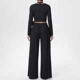 3 Pcs Women's Seamless Yoga Set Sports Fitness Gym Slim-Fit Long Sleeve & Tank Top Suits Workout Running Training Sets