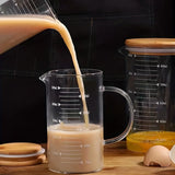 Glass Measuring Cup Jug With Lid And Insulated Handle