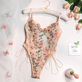 Bikini Fashion Sexy Butterfly Embroidery Slim-Fit Sexy All-Match Jumpsuit for Women