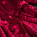 5 Pcs/Set Silky Satin Women Pajamas Set Nightgown Nightdress Top Shorts Pants Set Lace Patchwork Loose Thin Women Sleepwear