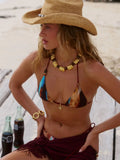 Sexy Beads Decorated Lace-up Bikini Women's Swimsuit Fashion Lady Low Waist Biquini Swimwear Mujer Bathing Suit Female Beachwear