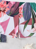 3 Pieces High Waist Bikinis 2026 Women Printed Swimwear Female Bandeau Swimsuit With Kimono Bathers Swimming Bathing Swim Suit