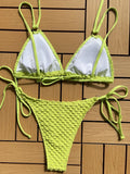 Sexy Wrinkled Strappy Halter Bikini Female Swimsuit Women Swimwear Two-pieces Bikini set Tie Side Bather Bathing Suit Swim Lady