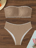 XS - L Wrinkled Strappy Bandeau High Waist Bikini Female Swimsuit Women Swimwear Two-pieces Bikini Set Bather Bathing Suit Swim