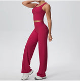 2PCS Yoga Set Women Tracksuit Nude Feeling Workout Sets Gym Clothes Push Up Fitness Running Sportswear Sport Straight tank suit