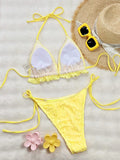 DEKA Yellow String Bikinis Halter Triangle Micro Bikini Set Thong Ruffled Ruched Sexy Swimsuit Women 2025 Swimwear Bather De Muj