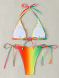 Halter Triangle String Bikinis 2026 Women Sexy Ring Linked Swimsuit Printed Swimwear Female Bathers Bathing Swimming Swim Suit