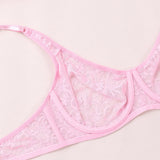 3 Pcs Womens Lace Bra Underwire BH Hollow Out Embroidery Perspective Sexy Underwear Lingerie Tops Plus Size Brassiere