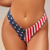 9006#Women's Striped Cowboy Bikini New National Flag Design Swimsuit Fashionable Summer Beachwear for Ladies