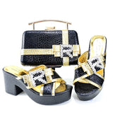 Doershow Charming Shoes And Bag Matching Set With GOLD Hot Selling Women Italian Shoes And Bag Set For Party Wedding!   HRT1-8