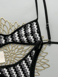 Crochet Striped Brazilian Bikini Women Swimsuit Female Swimwear Two-pieces Bikini Set High Leg Cut Bather Bathing Suit Swim Lady