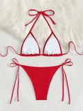 Shiny Sparkling Halter Strappy Bikini 2025 High Cut Bikinis Female Swimsuit Women Swimwear Two-pieces Bikini Set Bathing Suit