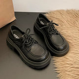 Elegant Lace-Up Platform Loafers for Women 2026 British Style High Heels Oxford Shoes Woman Preppy Style Pu Leather Shoes Female