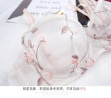 Elegant French Lingerie Set Sexy Embroidery Ultra Thin Bra Thong, Large Bust Minimizer Plus Size Anti Sagging Comfort MOYISU Bra