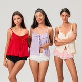 Sexy Summer Lace Tiered Ruffled Shorts Women Solid Color Cute Bottoms High Rise Lolita Short Pants