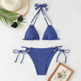 Sexy Orange Bikini 2025 Women Pearls Strap Push Up Drawstring Side Thong Swimsuit Luxury Lace Up Beach Bathing Suit Swimwear