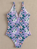 Sexy Red One Piece Swimsuit 2026 Women Push Up Lace Up Bandage Bodysuit Brazilian Deep V Neck Backless Bathing Suit Swimwear