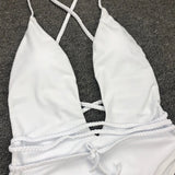 Sexy Deep V Neck Wrap Around Female Swimwear One Piece Swimsuit Women Backless Monokini High Leg Cut Bathing Suit Swim Beachwear