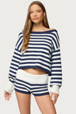 Women's spring suit 2026 European and American spring and summer women's fashionable lady solid color sweater short skirt suit