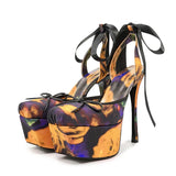 New Design Platform Women High Heeled Sandals for Woman's Square Toe Butterfly-Knot Ankle Riband Thin Heels Shoes Mujer Pumps