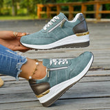 Plus Size 44 Platform Casual Sneakers for Women Lace Up Anti Slip Thick Sole Sport Shoes Woman 2026 Spring Zipper Walking Shoes