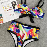 DEKA Women Two Piece High Waist Large Bikini Set New Plus Size Bandage Push Up Swimwear Retro Printed Swimsuit Bathing Suits
