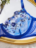 Womens Embroidered Bralette Lingerie And Panty Set Floral Design Soft Stretch Fabric Comfortable Everyday Underwear