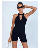Sexy Fitness Yoga Jumpsuit Women Hollow V Neck Tight Backless Sports One Piece Suits Quick Drying Sleeveless Scrunch Romper