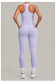 Women's Seamless Yoga Sets Sports Fitness Hip-lifting High Waist Pant Sleeveless Backless Suits Workout Running Leggings Sets