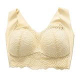 Shockproof Push-up Wireless Yoga Daily Bra Women Bra Wide Shoulder Strap Hollow Out Lace Seamless Thin Anti-exposure Comfort