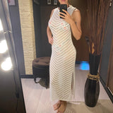 Hollow Out Sleeveless Crochet Knitted Tunic Beach Cover Up Cover-ups Mini Beach Dress Beach Wear Beachwear Female Women V6745