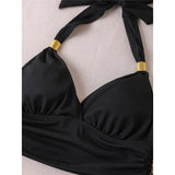 S - XXL 2026 Ribbed Halter Mid Waist Bikini Female Swimsuit Women Swimwear Two-Pieces Bikini Set Bather Bathing Suit Swim V6447